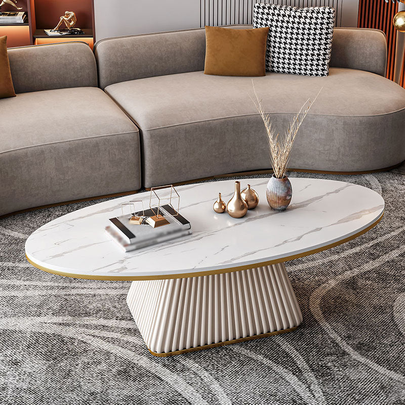 Base in metallo in metallo ovale in stile moderno su oro nero/platino/ardesia bianca