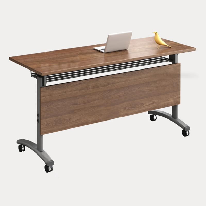 Modern Wooden Office Desk with Caster Wheels Rectangular Writing Desk for Home Walnut Clearhalo 'furn' 'furn_office_desk' 'Furniture' 'Office Desks' 'Office Furniture' 'office_desk' 5179830