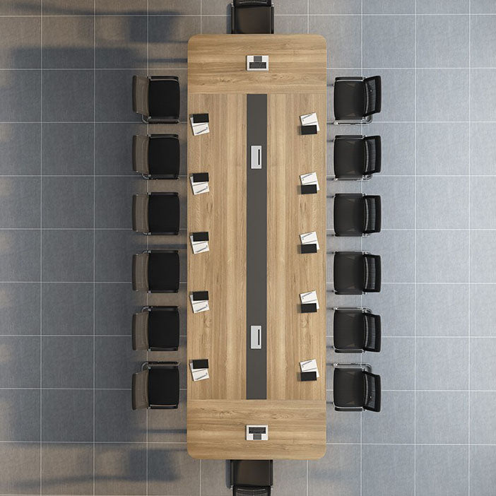 Escritorio de oficina de madera fabricada moderna escritorio rectangular con pedestal de metal