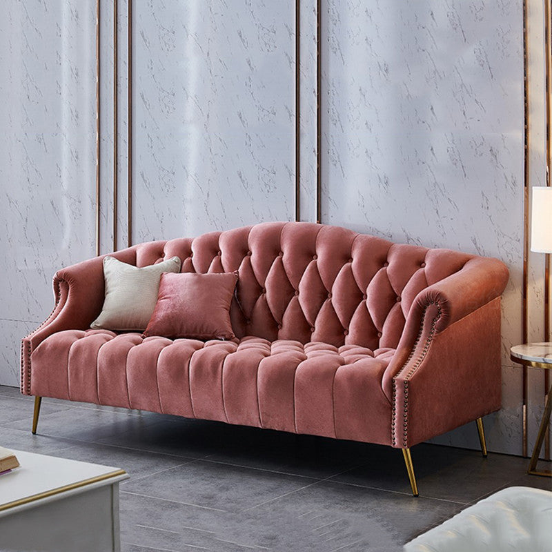 Rolled Arms Sofa with Tufted Back for Living Room 37.4" High