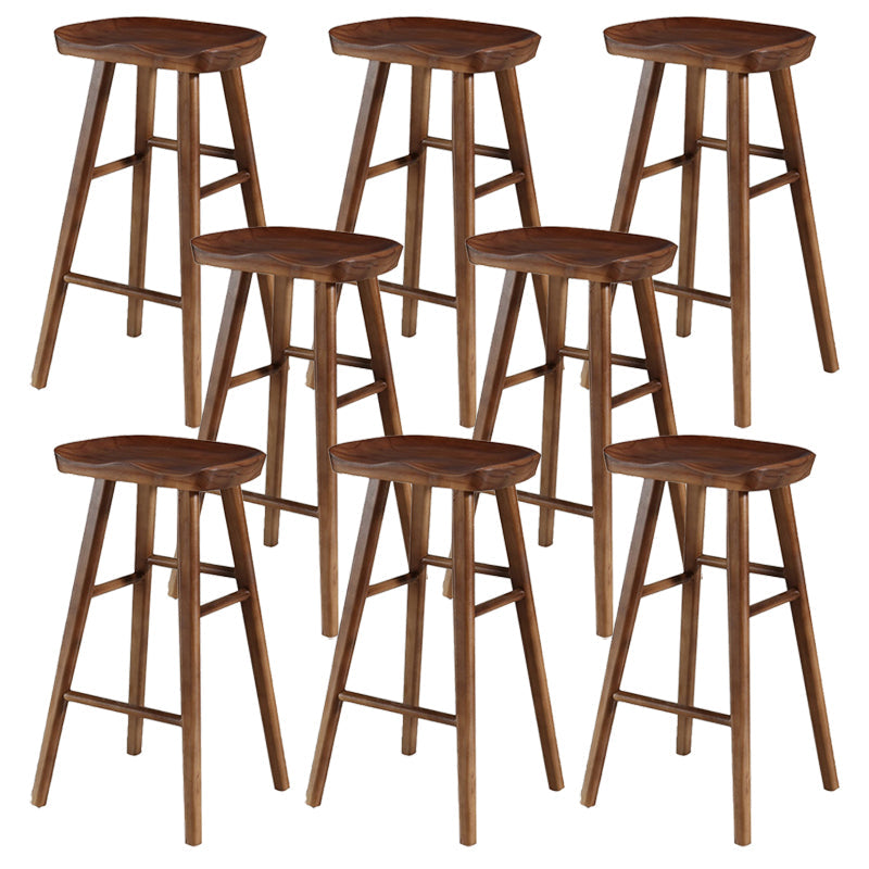 Coffeeshop eenvoudige houten barkruk hout 4 poten barkruk met pedaalbasis