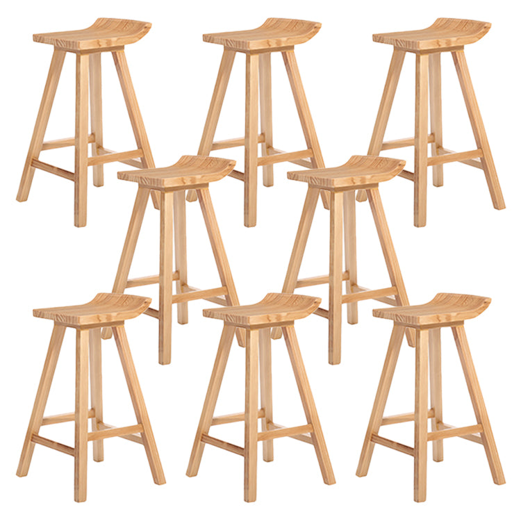 Restaurant Modern Simple Barstool Wood 4 Legs Bar Stool with Pedal Wood 8 Piece Set Bar Stool(30"H) Clearhalo 'Bar Furniture' 'Bar Stools' 'bar_stools' 'furn' 'furn_bar_stools' 'Furniture' 'Kitchen & Dining Furniture' 5185721