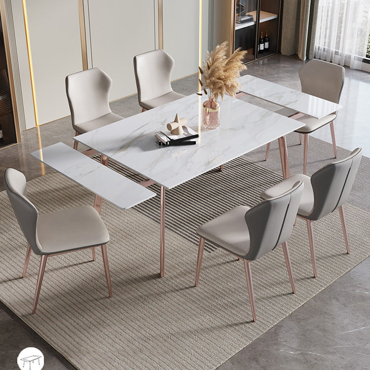 Set da pranzo in pietra sinterizzato nordico rettangolo 1/4/5/7 set da tavolo estendibile