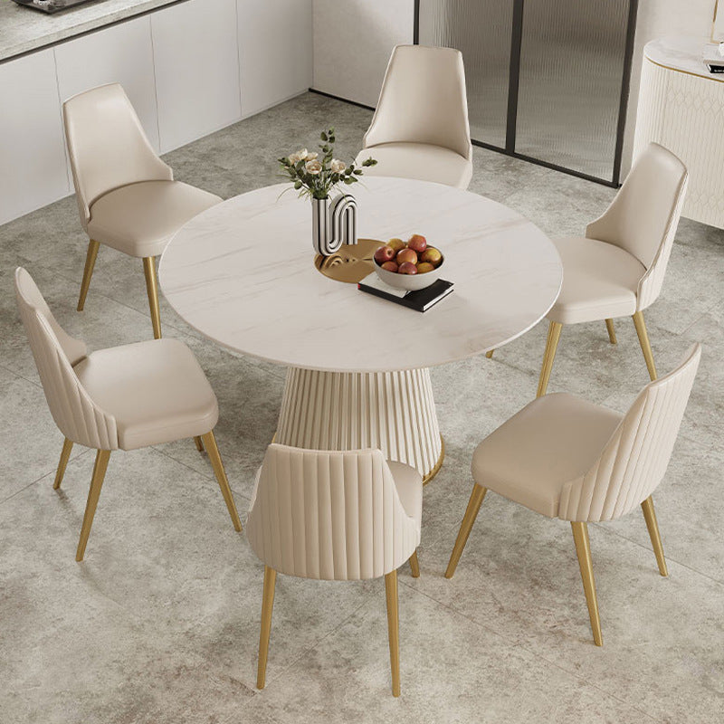 Nordic Glam Style Sintered Stone Dining Round Table Set 1/4/5/7 Pieces Dining Set