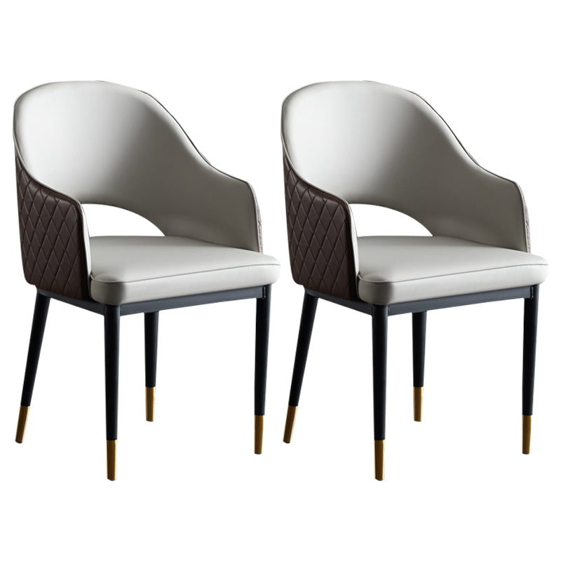 Industrial Dining Room Side Chairs Kitchen Open Back Chair with Arm Grey-Gold 2 Piece Set Clearhalo 'Dining Chairs' 'Dining Tables & Seating' 'dining_chair' 'furn' 'furn_dining_chair' 'Furniture' 'Kitchen & Dining Furniture' 5186279