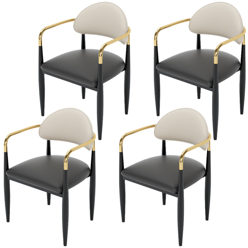 Modern Style Dining Chair Leather Open Back Arm Chair for Dining Room Grey 4 Piece Set Clearhalo 'Dining Chairs' 'Dining Tables & Seating' 'dining_chair' 'furn' 'furn_dining_chair' 'Furniture' 'Kitchen & Dining Furniture' 5186517