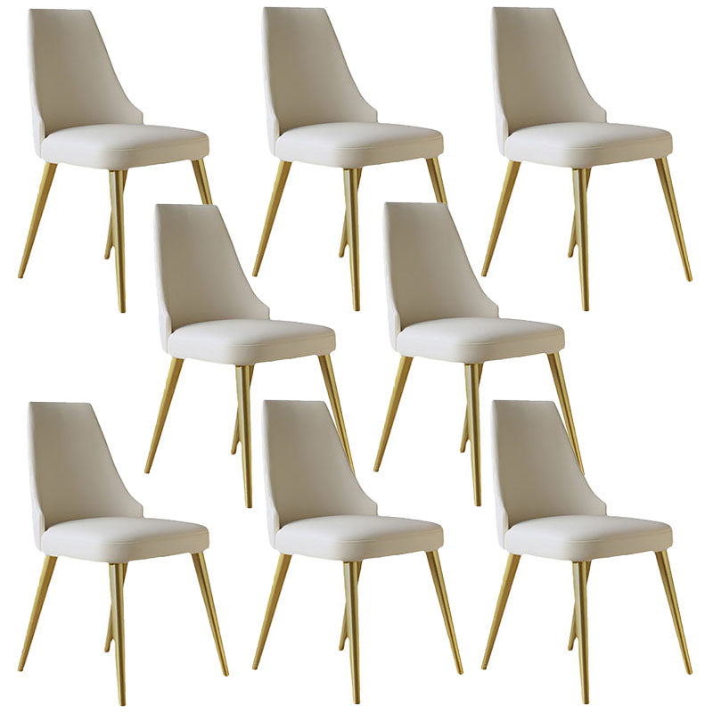 Scandinavian Armless Solid Back Chair for Home Leather Dining Side Chair