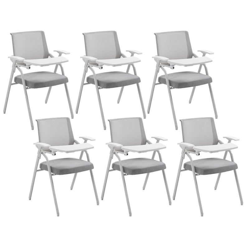 Modern Office Chair with Arms Mid Back Conference Chair with White Frame Grey Small Writing Pad 6 Piece Set Clearhalo 'furn' 'furn_office_chair' 'Furniture' 'Office Chairs' 'Office Furniture' 'office_chair' 5190558