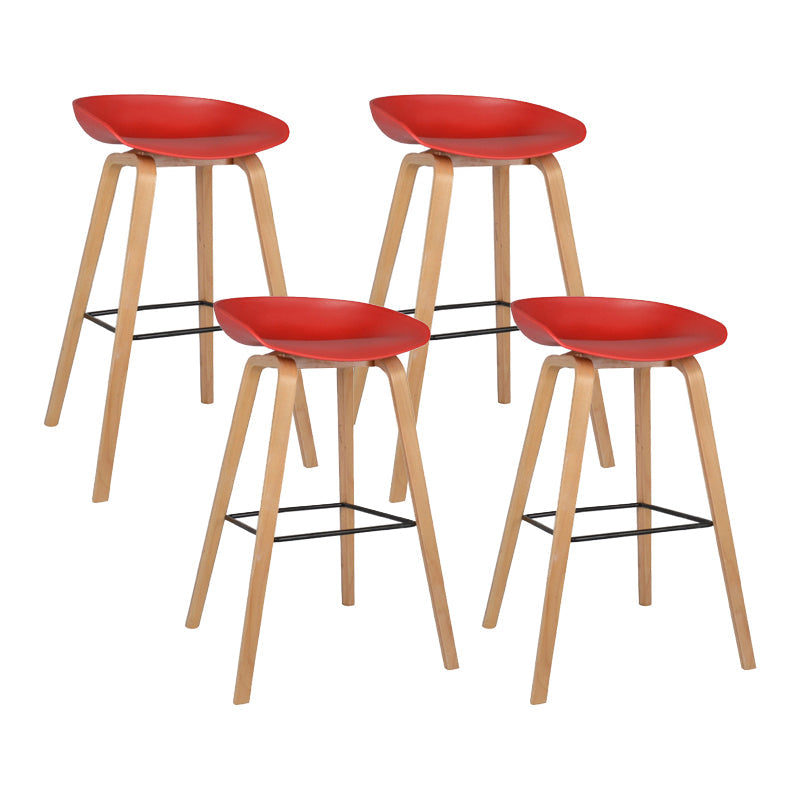 Modern Counter Bucket Bar Stool Armless Plastic Bar Stool with Footrest