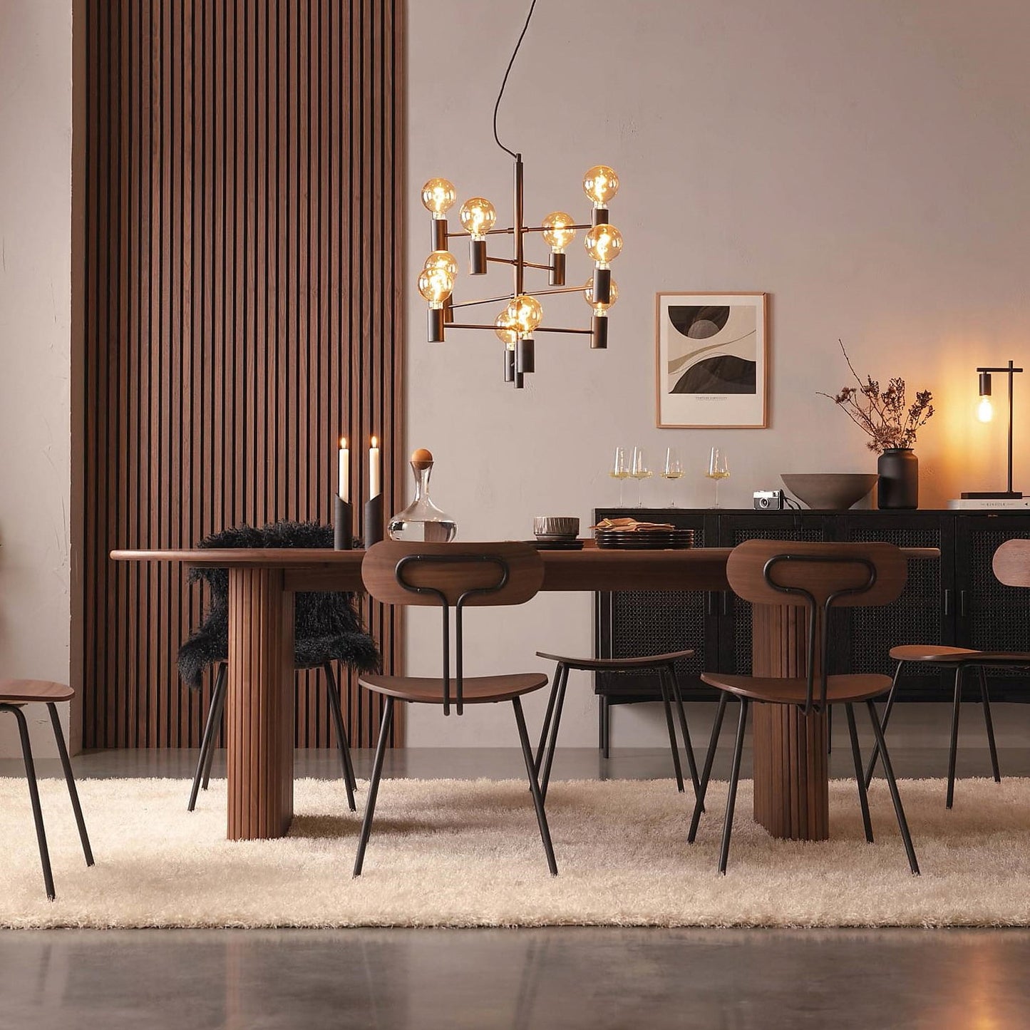 Solid Wood Top Dining Table Modern Oval Table with Double Pedestal for Kitchen