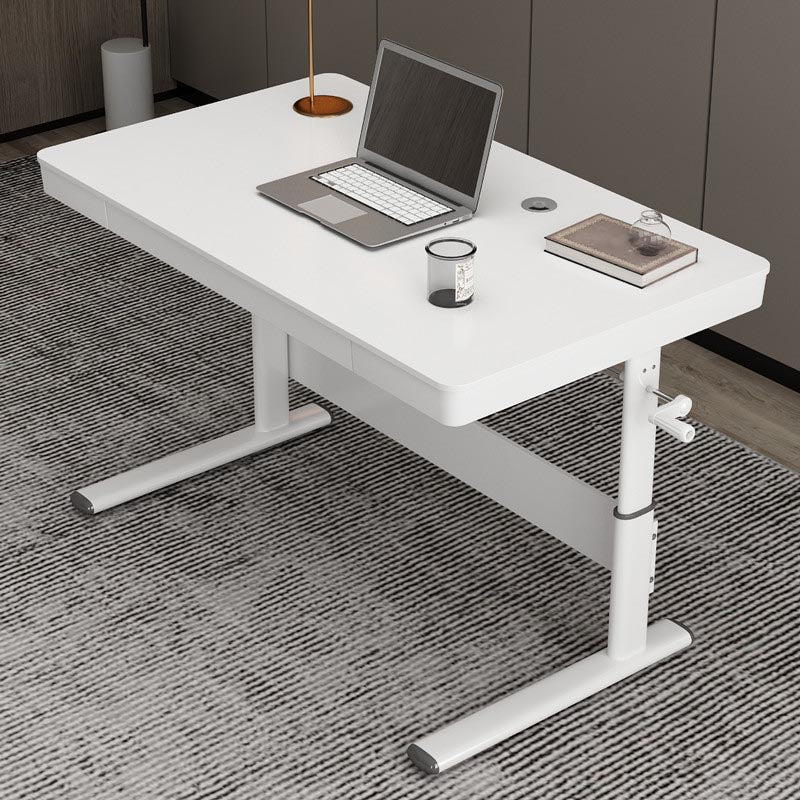 Contemporary Style Standing Desk Converter Metal Trestle Base Desk for Office White Drawers Clearhalo 'furn' 'furn_office_desk' 'Furniture' 'Office Desks' 'Office Furniture' 'office_desk' 5202515