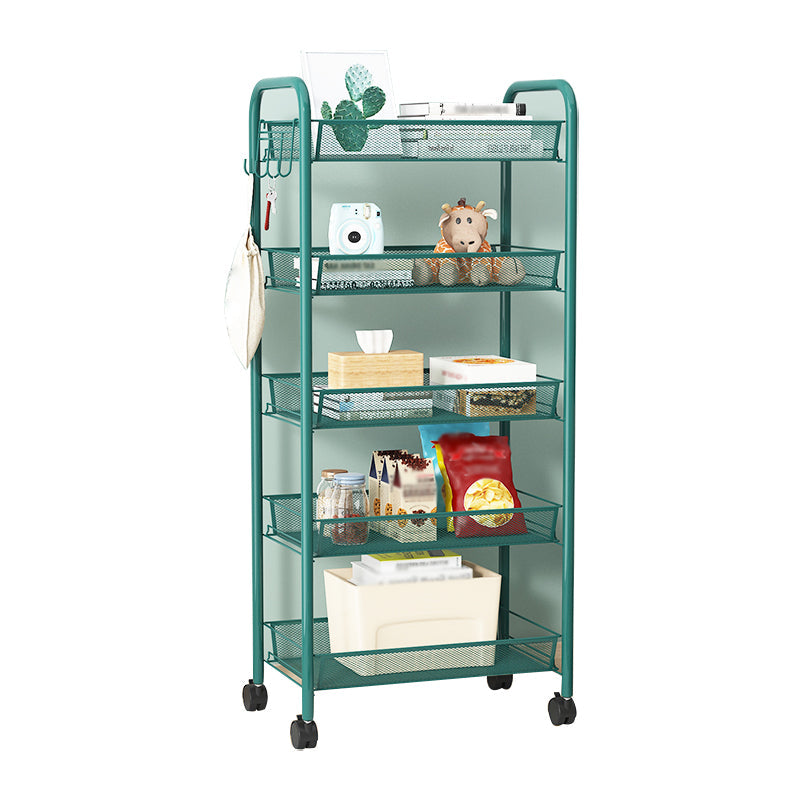 Metal Frame Open Etagere Bookshelf Contemporary Vertical Bookcase with Caster Wheels 18.9"L x 10.2"W x 41.3"H Green Clearhalo 'Bookcases' 'furn' 'furn_bookcases' 'Furniture' 'Office Furniture' 5203277
