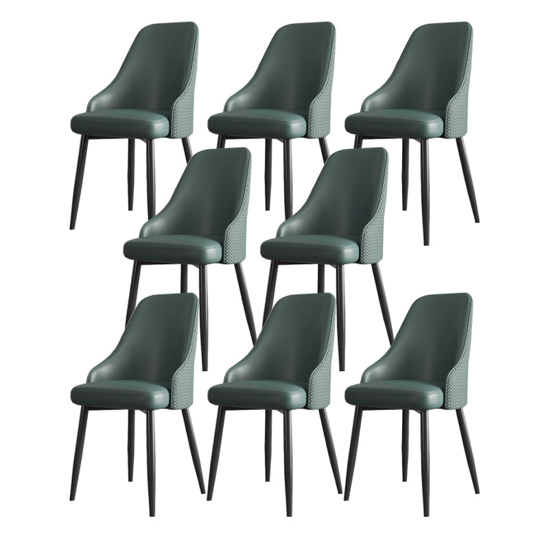 Minimalist Faux Leather Side Chair Arm Solid Back Chairs for Home Green 8 Piece Set Clearhalo 'Dining Chairs' 'Dining Tables & Seating' 'dining_chair' 'furn' 'furn_dining_chair' 'Furniture' 'Kitchen & Dining Furniture' 5208440