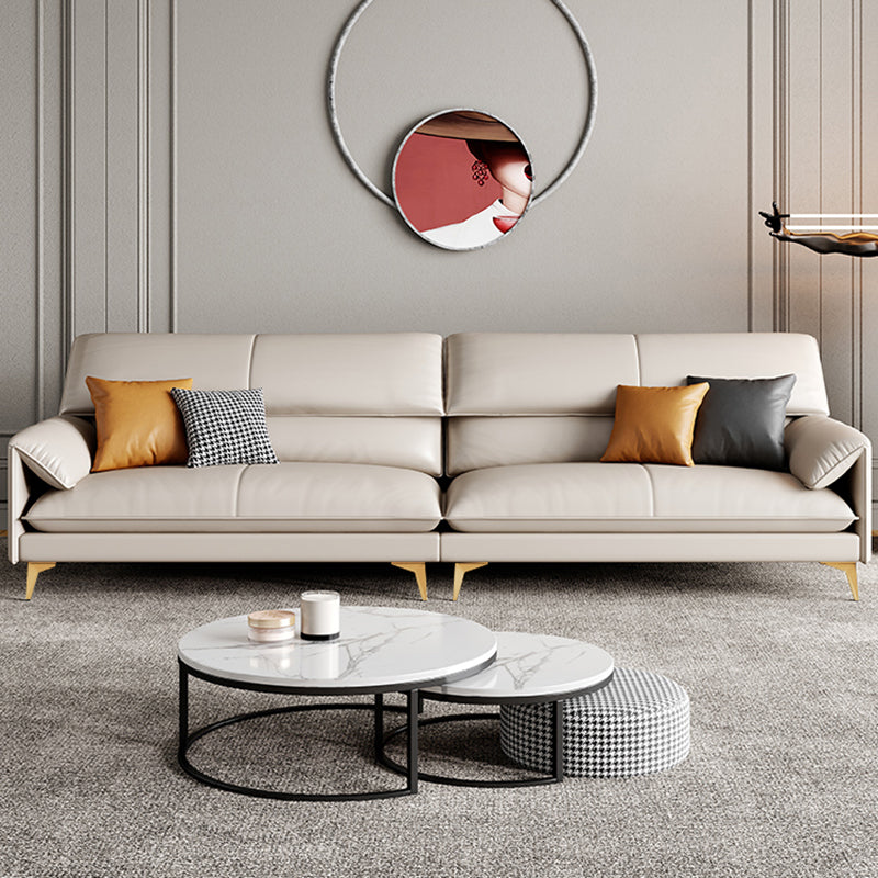 Standard Genuine Leather Contemporary Pillow Top Arm Stain Resistant Sofa Couch