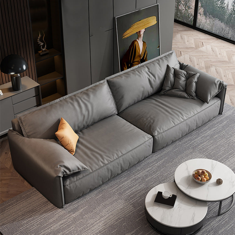 Contemporary Standard Square Arm Sofa Couch in Grey for 2/3/4 People