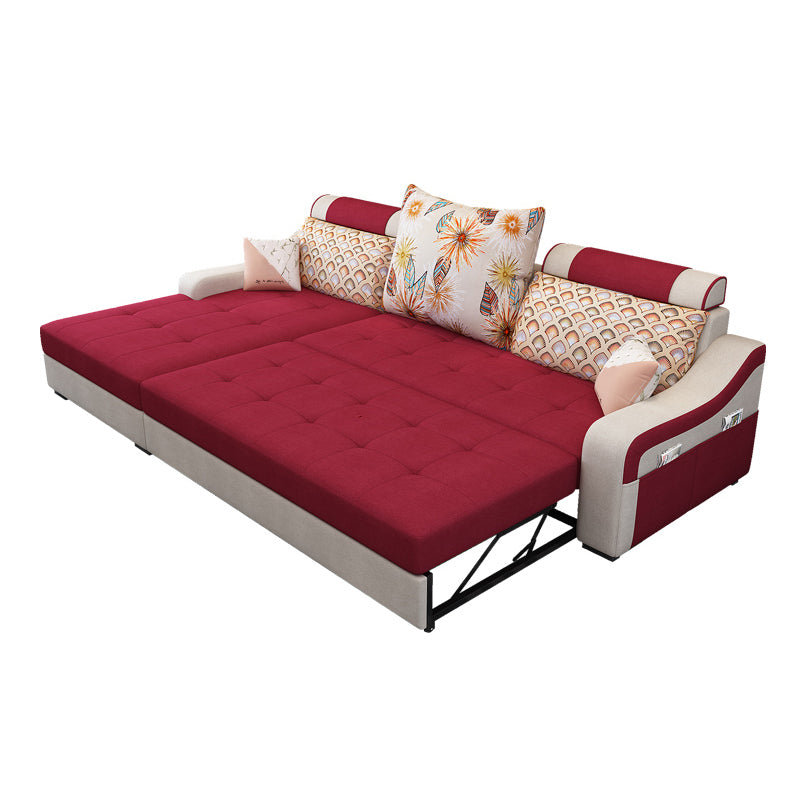 Contemporary Linen L-Shape Sloped Arms Furniture Sectionals for 3 People