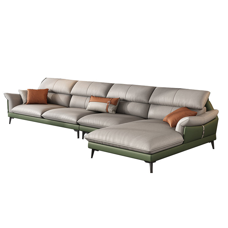 Pillow Arms Contemporary Stain-Resistant Faux Leather Sofa & Chaise