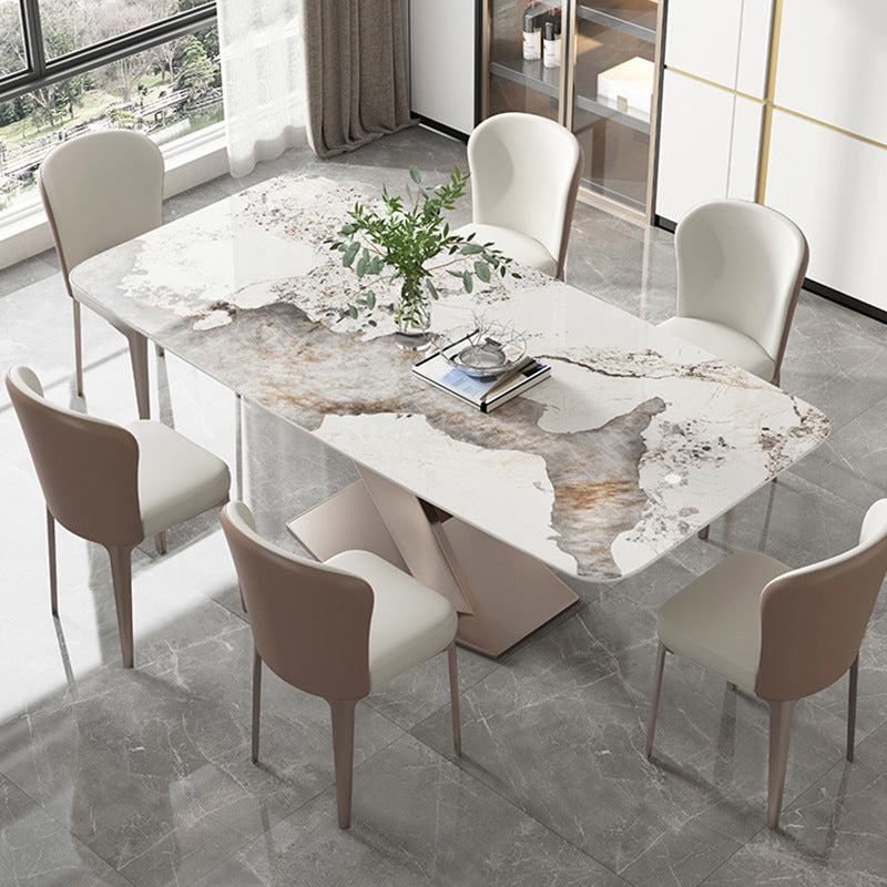 Designer Style Sintered Stone Dining Set Rectangle 1/4/5/7 Pieces Dining Area Table Set