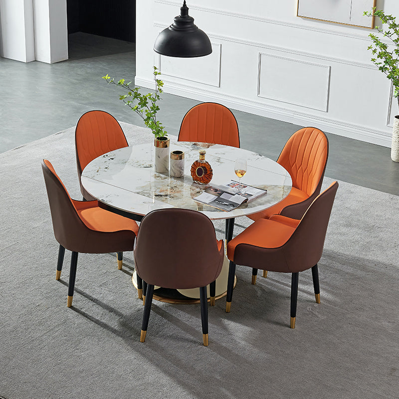 Nordic Glam Sintered Stone Dining Round Table Set 1/4/5/7 Pieces Dining Set