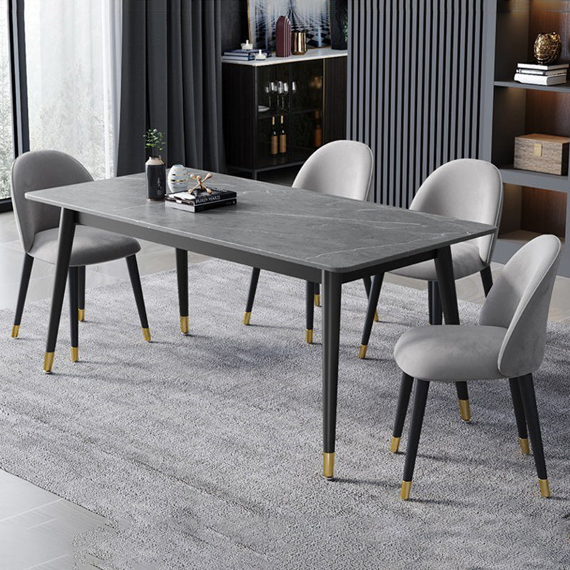 Rectangle 4 Legs Dining Table Modern Dining Room Table of Sintered Stone Gray 70.9"L x 35.4"W x 29.5"H Without Chairs Clearhalo 'Dining Tables & Seating' 'Dining Tables' 'dining_table' 'furn' 'furn_dining_table' 'Furniture' 'Kitchen & Dining Furniture' 5217304