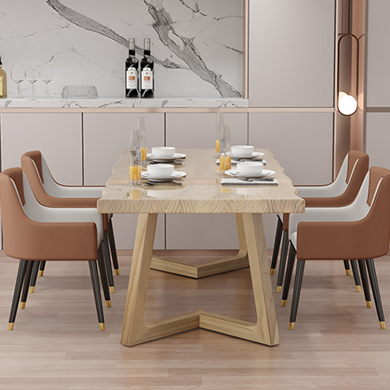 Mesa de comedor de estilo moderno mesa rectángulo de madera maciza para el hogar