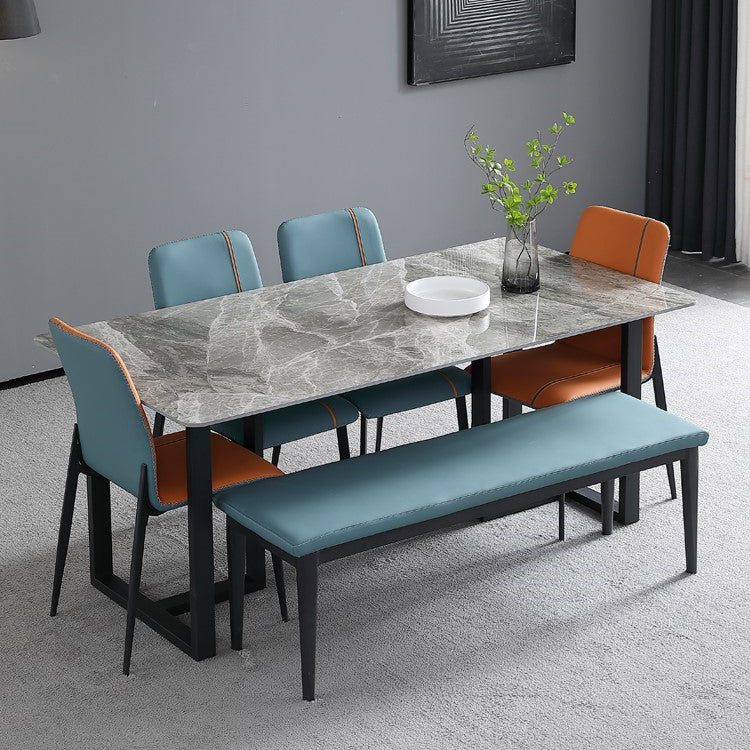 Gesinterde stenen eettafel moderne dubbele voetstuktafel voor thuisgebruik