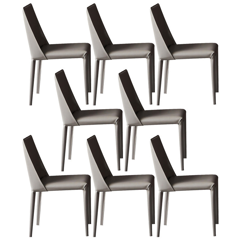 Minimalistische armlose feste Rückenstühle Leder Essneitenstuhl