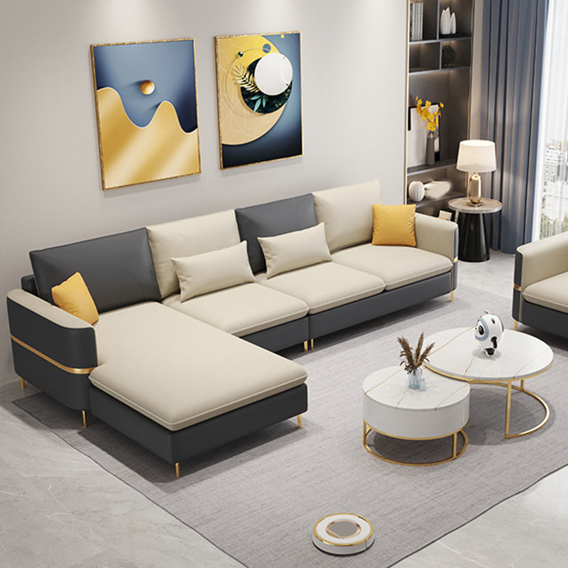 106.3 "W X 62.3" D X 35.4 "divano a braccio quadrato H, divano posteriore in pelle in finto sciolto