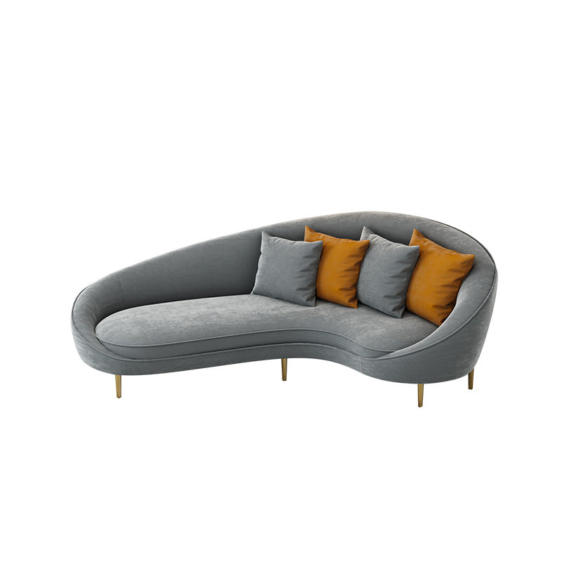 Velvet Sofa arrière serré avec un bras de smoking et un revêtement gris pour le salon