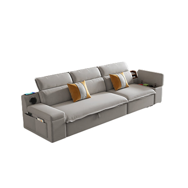 Contemporary Pillow Top Arm Bed Sofa Couch with Storage in Grey