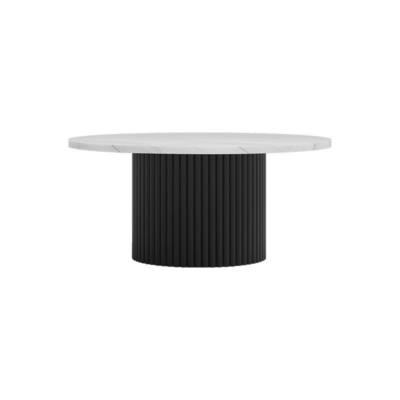 Glam Pedestal Coffee Table Wood Round Cocktail Table for Living Room 31.5"L x 31.5"W x 14.5"H Marble Black Clearhalo 'Coffee & Accent Tables' 'Coffee Tables' 'coffee_tables' 'furn' 'furn_coffee_tables' 'Furniture' 'Living Room Furniture' 5219076