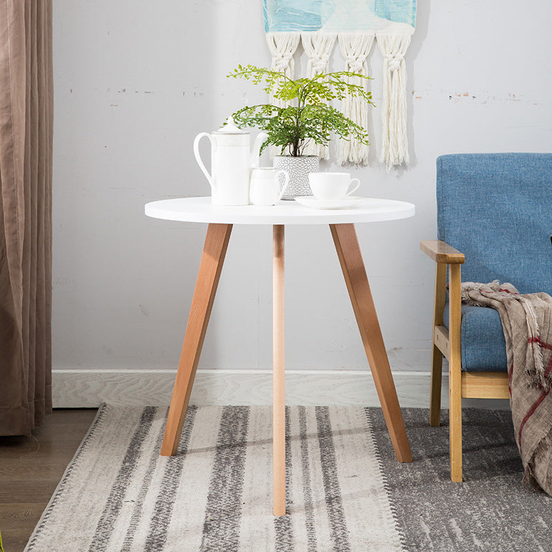 Ronde houten bovenste eindtafel eigentijdse statief langs de zijdezijdtafel in natuurlijk/wit