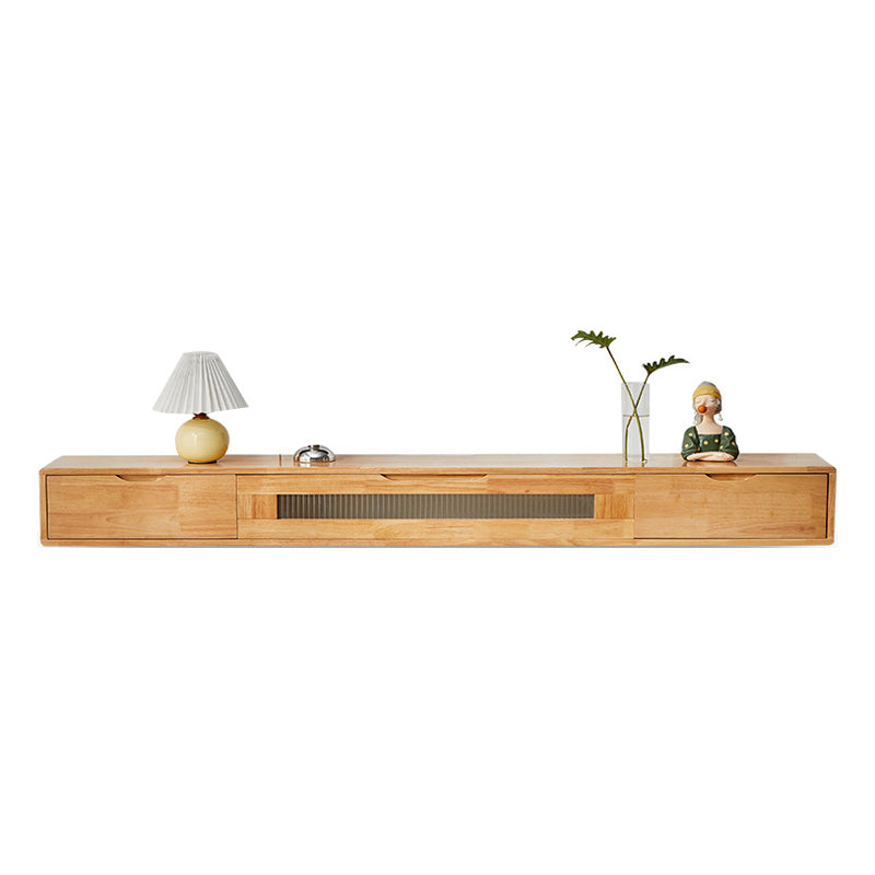 Console multimediale di finitura opaca con cassetti stand televisivi scandinavi, legno di gomma