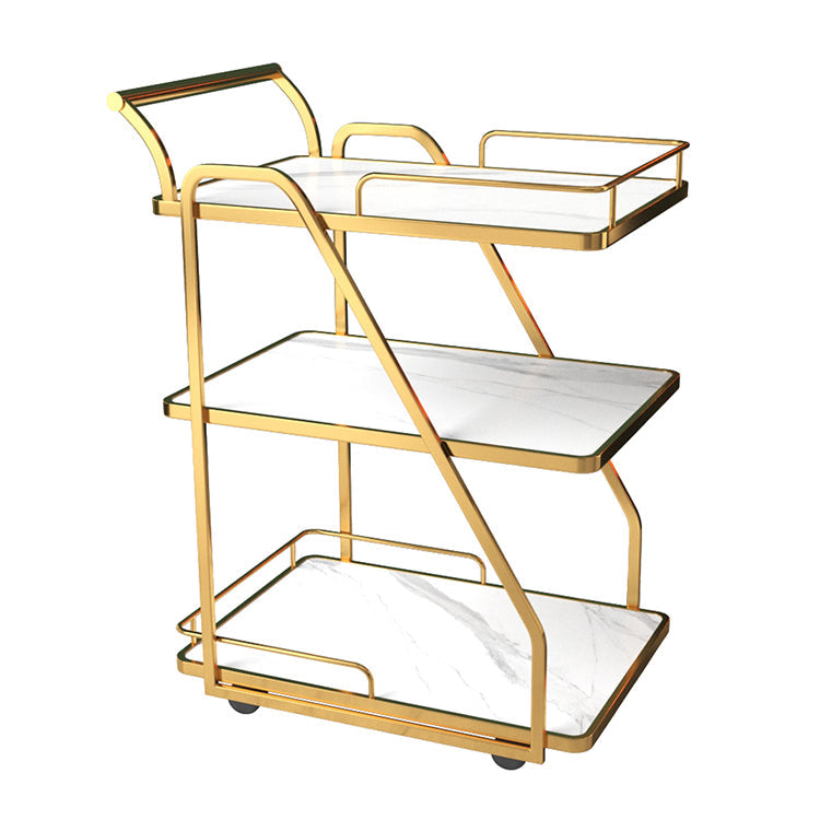 33.07" High Rolling Contemporary Prep Table Stone Prep Table for Restaurant White Gold Clearhalo 'furn' 'furn_kitchen_islands_carts' 'Furniture' 'Kitchen & Dining Furniture' 'Kitchen Islands & Carts' 'kitchen_islands_carts' 5222758