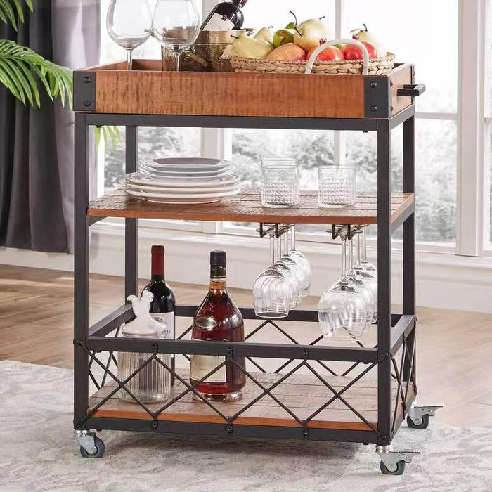 Rolling Industrial Kitchen Trolley Wooden Kitchen Trolley for Restaurant 35"L x 16"W x 35"H Clearhalo 'furn' 'furn_kitchen_islands_carts' 'Furniture' 'Kitchen & Dining Furniture' 'Kitchen Islands & Carts' 'kitchen_islands_carts' 5222843