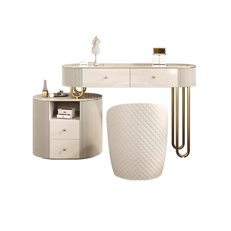 Tavolo da toeletta alto 30,7 "con 4 cassetti vanità in bianco