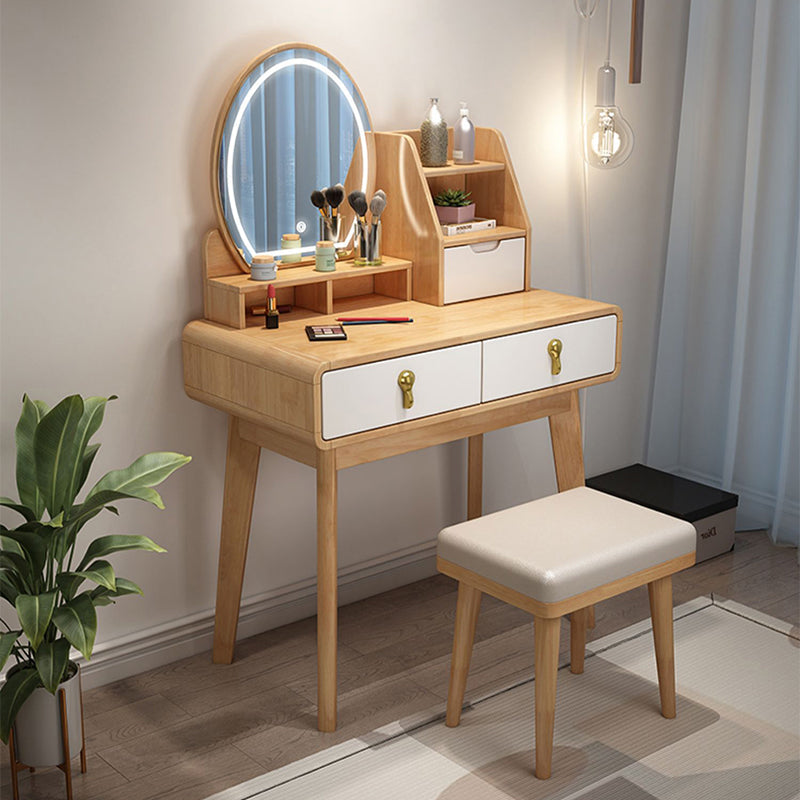 Wood-based Panel Walnut/log with 2 Drawers and Dressing Table with Storage Racks