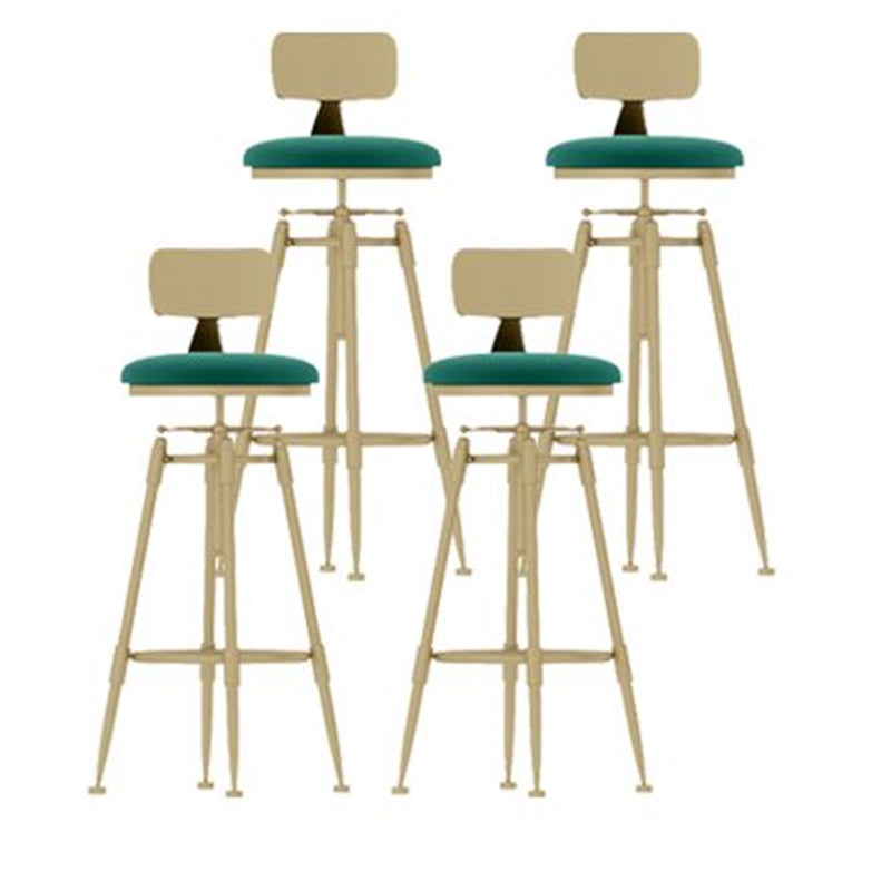 Nordic Style Metal Bar-stool Round Counter Bar Stool for Kitchen Green With Back 4 Piece Set Clearhalo 'Bar Furniture' 'Bar Stools' 'bar_stools' 'furn' 'furn_bar_stools' 'Furniture' 'Kitchen & Dining Furniture' 5225328