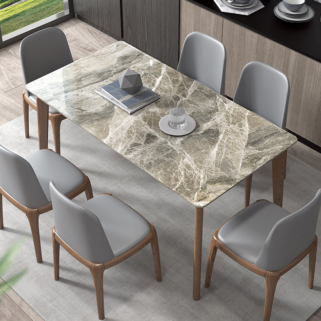 Mesa de piedra rectangular mesa de comedor de altura estándar moderna con 4 patas