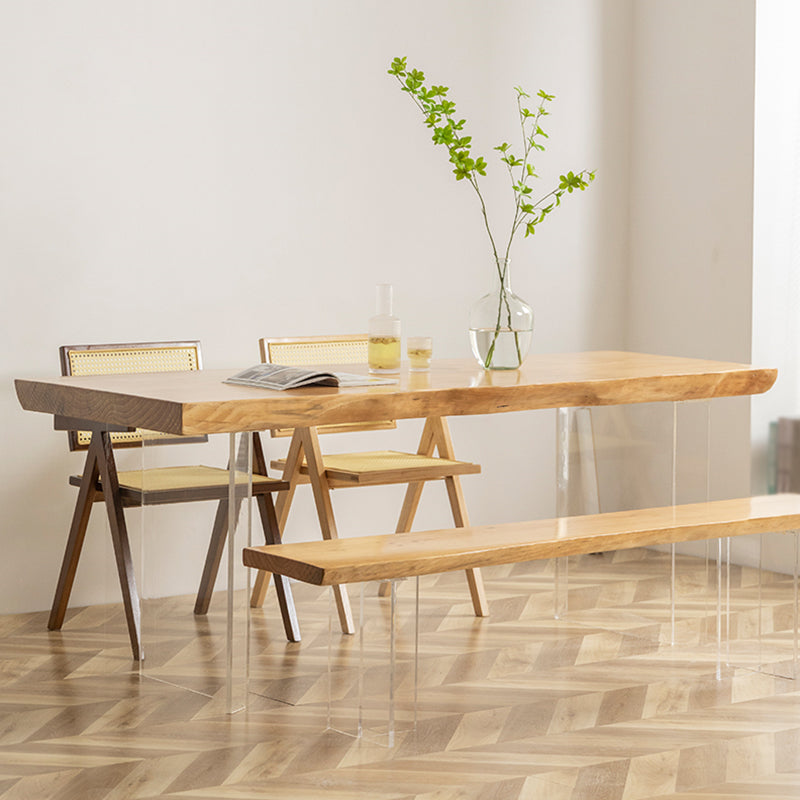 Mesa de comedor de estilo moderno mesa rectangular de madera maciza con base acrílica