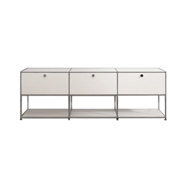 White Colour Metal Sideboard Contemporary Style Storage Dining Sideboard 90"L x 16"W x 30"H White Clearhalo 'buffet_sideboard' 'Buffets & Sideboards' 'furn' 'furn_buffet_sideboard' 'Furniture' 'Kitchen & Dining Furniture' 5226849