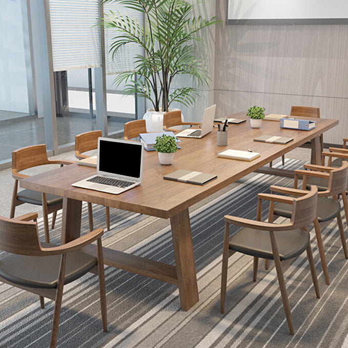 Solid Wood Office Table Contemporary Wood Color Meeting Table Clearhalo 'furn' 'furn_office_desk' 'Furniture' 'Office Desks' 'Office Furniture' 'office_desk' 5227259