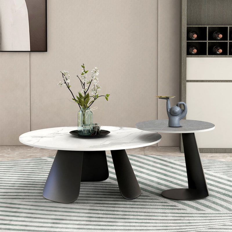 3 Legs Base Cocktail Table Rock Top Metal Base Rectangle Coffee Table 35.5"L x 35.5"W x 16"H + 24"L x 24"W x 20"H Clearhalo 'Coffee & Accent Tables' 'Coffee Tables' 'coffee_tables' 'furn' 'furn_coffee_tables' 'Furniture' 'Living Room Furniture' 5231127