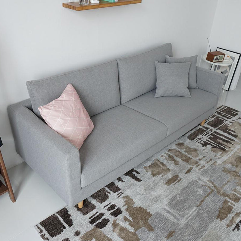 リビングルームコンテンポラリークッションスクエアアームリネンチェスターフィールドソファ