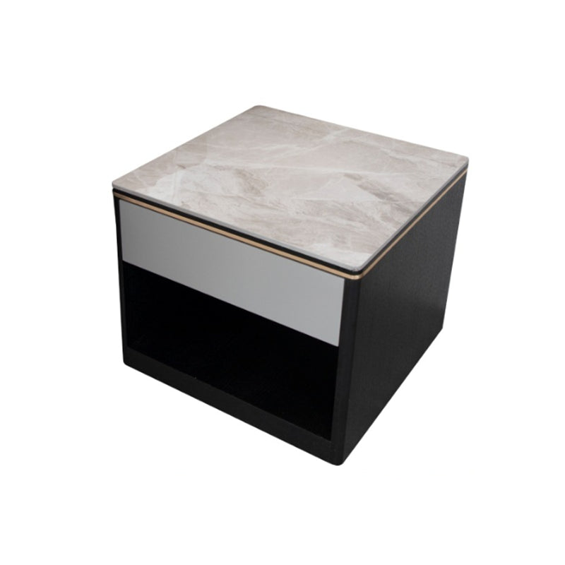 Stone Block 1-Drawer Shelf Included Side Table with Wood Accents - 20.47" H