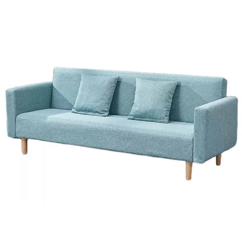 Cotton Blend Loose Back Square Arm Slipcovered Convertible Sofa Bed for Apartment 67"L x25.5"W x 31.5"H Green Clearhalo 'furn' 'furn_sofas' 'Furniture' 'Living Room Furniture' 'Sofa' 'sofas' 5231752