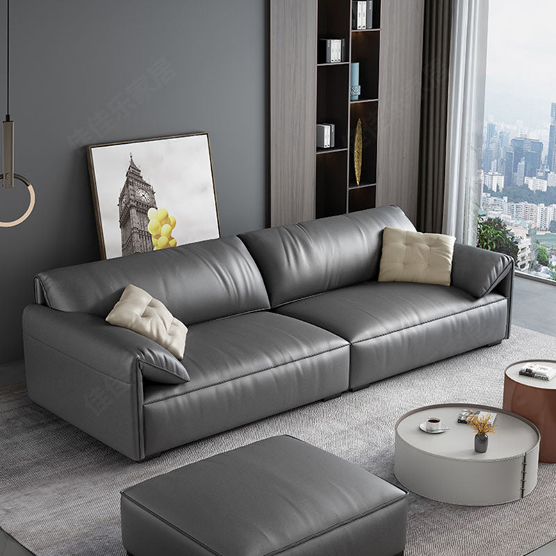 Stain Resistant Stationary Living Room Pillow Top Arm Standard Gray Sofa