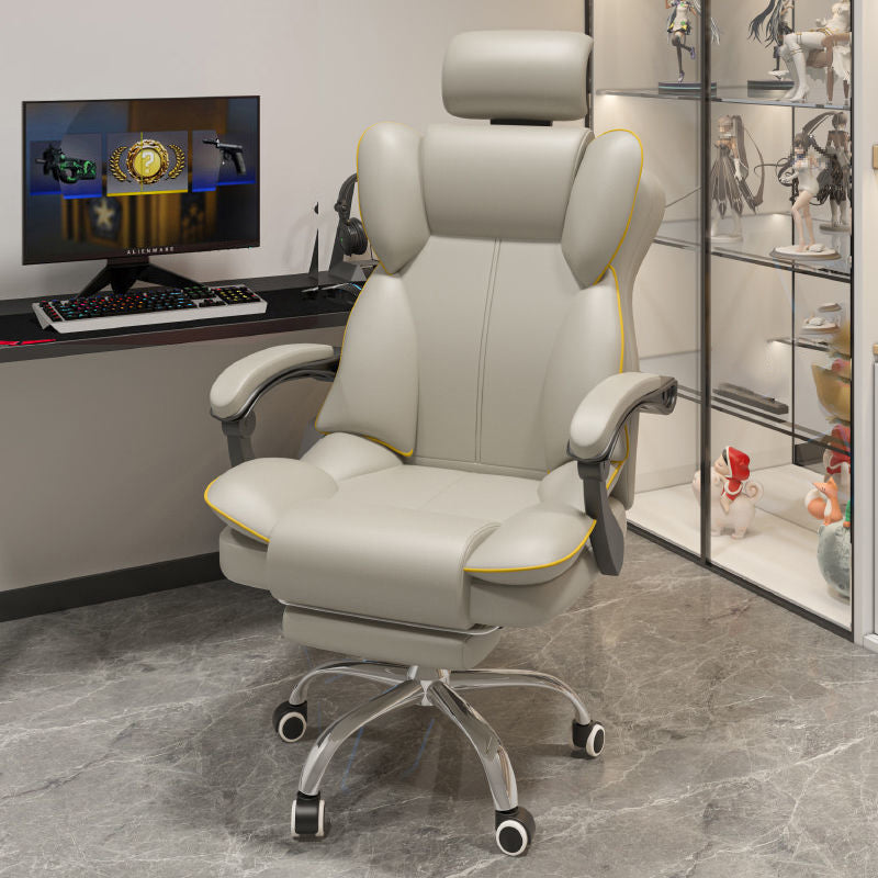 Sedia in fico in pelle moderna sedia a braccioli imbottiti con ruote con ruote