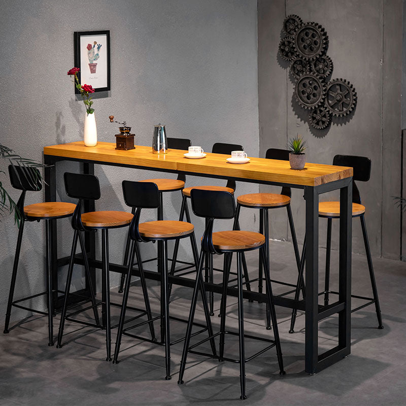 1/4/7/9 stukken industriële ijzeren balk tafel set rechthoek dennenhout bistro set met voetsteun