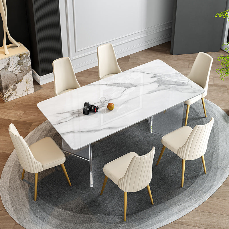 Modern Rectangle Sintered Stone Dining Table Set 1/2/5/6/7 Pieces Dining Set